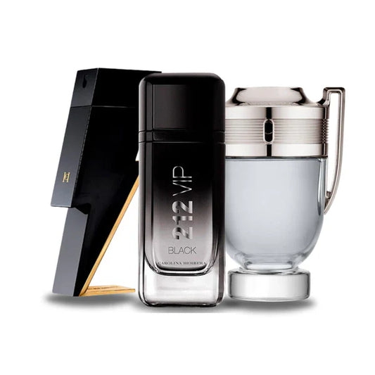 PACK DE 3 PERFUMES: BAD BOY, 212 VIP BLACK, PACO RABANNE INVICTUS 100 ML