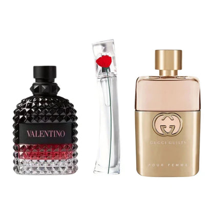 PACK DE 3 PERFUMES: 3 GUCCI GUILTY, VALENTINO INTENSE, FLOWER BY KENZO 100 ml